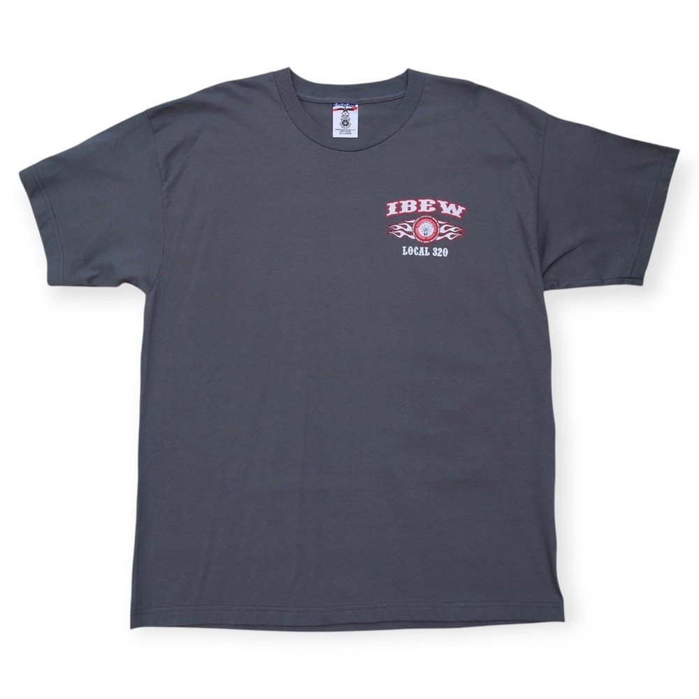 Union Made IBEW Local 320 T-Shirt Mens 2XL Electrical Workers Gray Made In USA